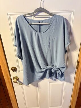 SHEIN Dusty Blue Top Ties on the Side Undersized 3XL